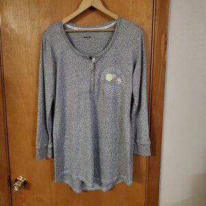 Hurley Long Sleeve Henley Womens M Gray/Pink Super Soft